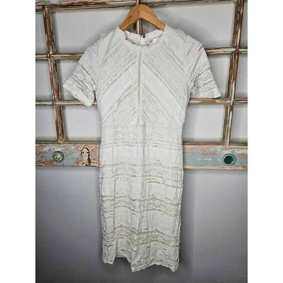 BELLA ELLA Dresses & Skirts - Bella Ella Ladies Cream Lace Knee Length Dress Size Medium